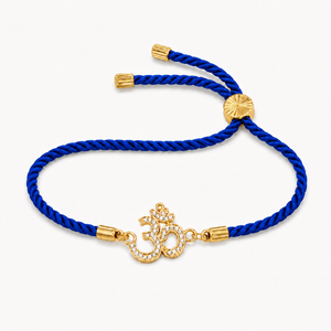 18K Gold Plated Rakhi Stone-Studded Om CZ Motif Religious Rakhi - House of Viya
