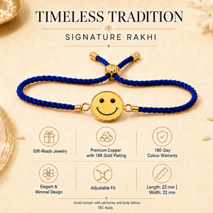 18K Gold Plated Rakhi Smiley Face Motif Charm Kids Character Rakhi - House of Viya