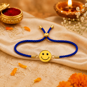 18K Gold Plated Rakhi Smiley Face Motif Charm Kids Character Rakhi - House of Viya