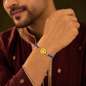 18K Gold Plated Rakhi Smiley Face Motif Charm Kids Character Rakhi - House of Viya