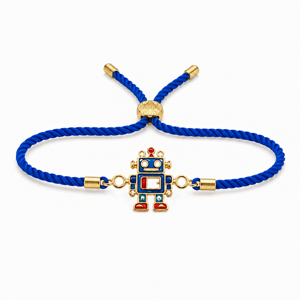 18K Gold Plated Rakhi Stone-Studded Robot Motif Kids Character Rakhi - House of Viya