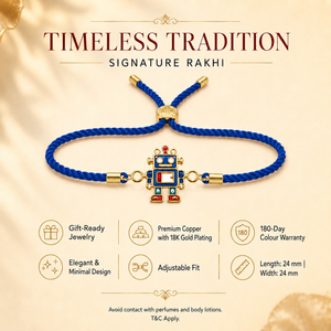 18K Gold Plated Rakhi Stone-Studded Robot Motif Kids Character Rakhi - House of Viya
