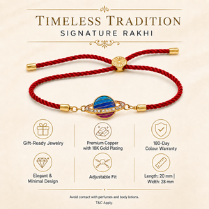 Rakhi Stone-Studded Saturn Planet Motif Design Rakhi - House of Viya