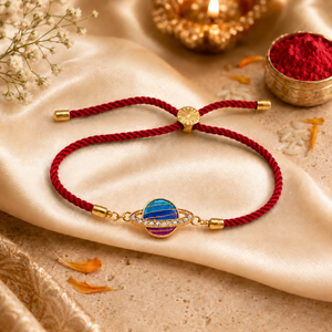 Rakhi Stone-Studded Saturn Planet Motif Design Rakhi - House of Viya