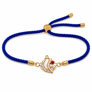 18K Gold Plated Rakhi Stone-Studded Shankh Motif Religious Traditional Rakhi - House of Viya