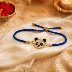 18K Gold Plated Rakhi Panda Animal Motif Charm Kids Character Rakhi - House of Viya