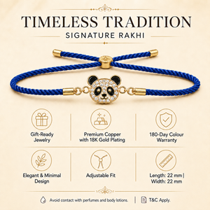 18K Gold Plated Rakhi Panda Animal Motif Charm Kids Character Rakhi - House of Viya