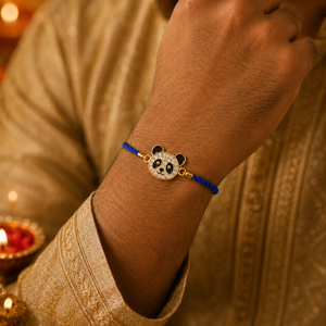 18K Gold Plated Rakhi Panda Animal Motif Charm Kids Character Rakhi - House of Viya