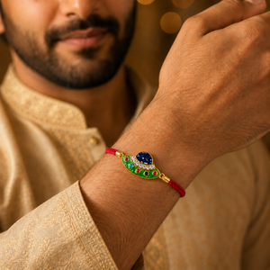 18K Gold Plated Rakhi Stone-Studded UFO Motif Kids Character Rakhi - House of Viya