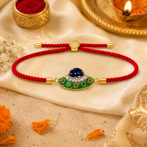 18K Gold Plated Rakhi Stone-Studded UFO Motif Kids Character Rakhi - House of Viya