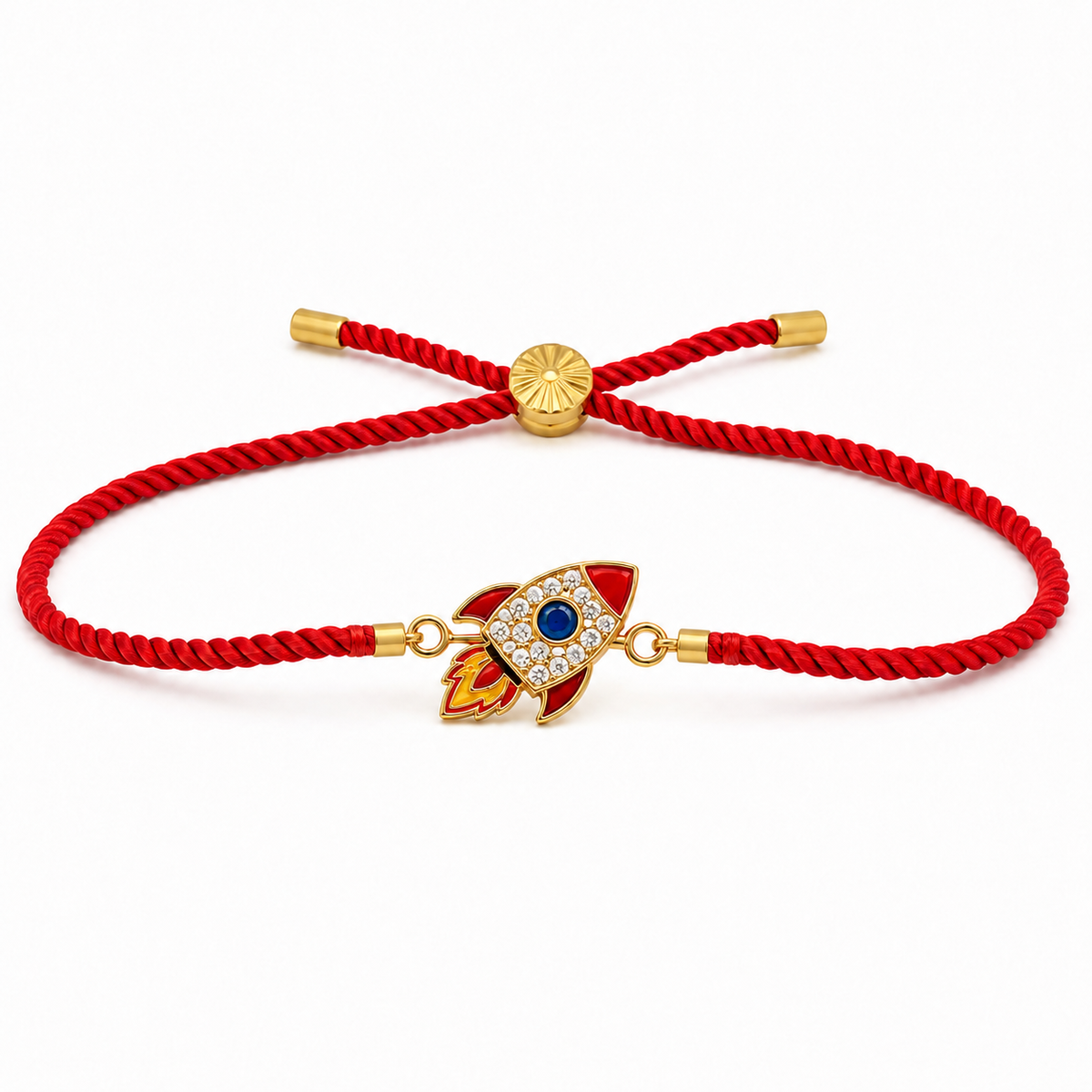 18K Gold Plated Rakhi Stone-Studded Rocket Motif Kids Character Rakhi