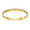 Kadas Gold-Tone Crystal-Studded Beaded Textured Kada Bangle for Women