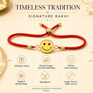 18K Gold Plated Rakhi Smiley Face Motif Charm Kids Character Rakhi - House of Viya