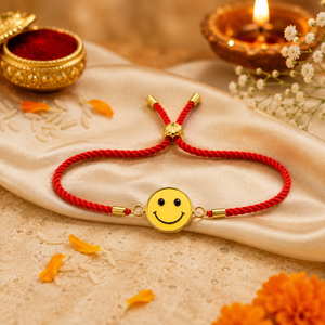 18K Gold Plated Rakhi Smiley Face Motif Charm Kids Character Rakhi - House of Viya