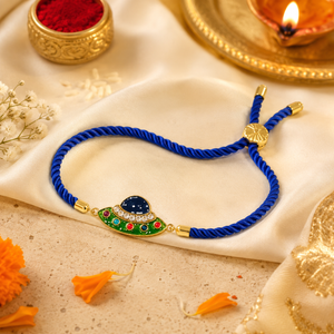 18K Gold Plated Rakhi Stone-Studded UFO Motif Kids Character Rakhi - House of Viya