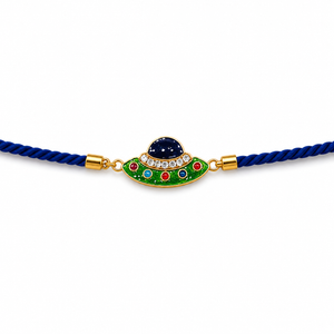 18K Gold Plated Rakhi Stone-Studded UFO Motif Kids Character Rakhi - House of Viya