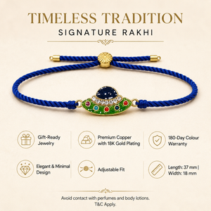 18K Gold Plated Rakhi Stone-Studded UFO Motif Kids Character Rakhi - House of Viya