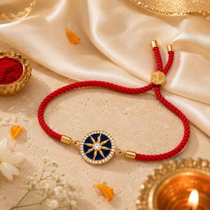 18K Gold Plated Rakhi Stone-Studded Chakra Motif Traditional Rakhi - House of Viya