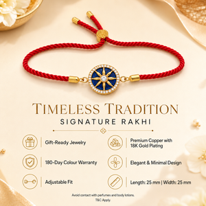 18K Gold Plated Rakhi Stone-Studded Chakra Motif Traditional Rakhi - House of Viya