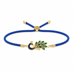 18K Gold Plated Rakhi Stone-Studded Peacock Motif Floral Design Rakhi - House of Viya