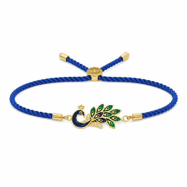 18K Gold Plated Rakhi Stone-Studded Peacock Motif Floral Design Rakhi - House of Viya