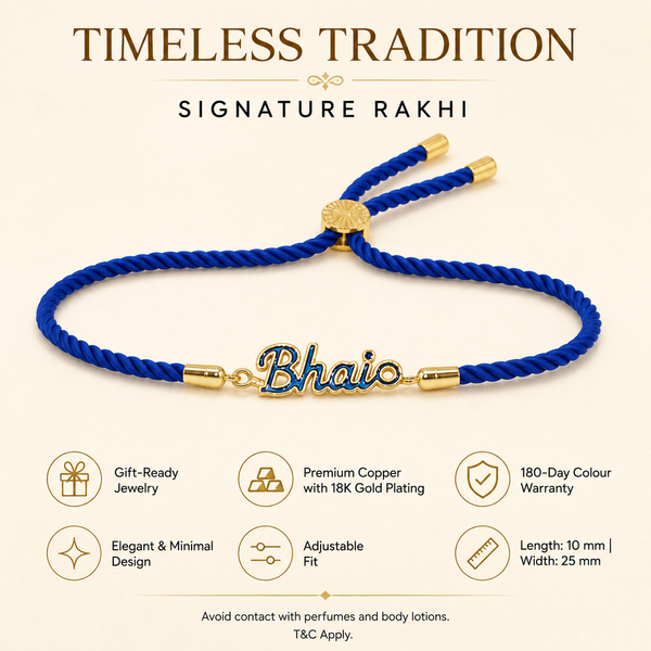 18K Gold Plated Rakhi Bhaio Charm Design Rakhi - House of Viya