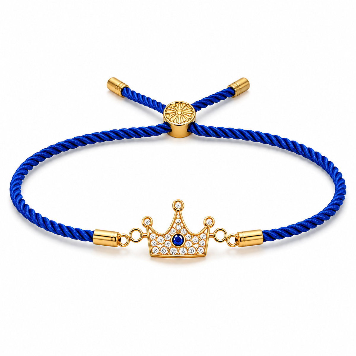 18K Gold Plated Rakhi Stone-Studded Crown Prince Motif Charm Rakhi