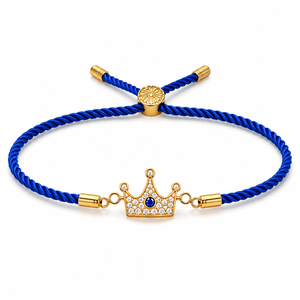 18K Gold Plated Rakhi Stone-Studded Crown Prince Motif Charm Rakhi - House of Viya