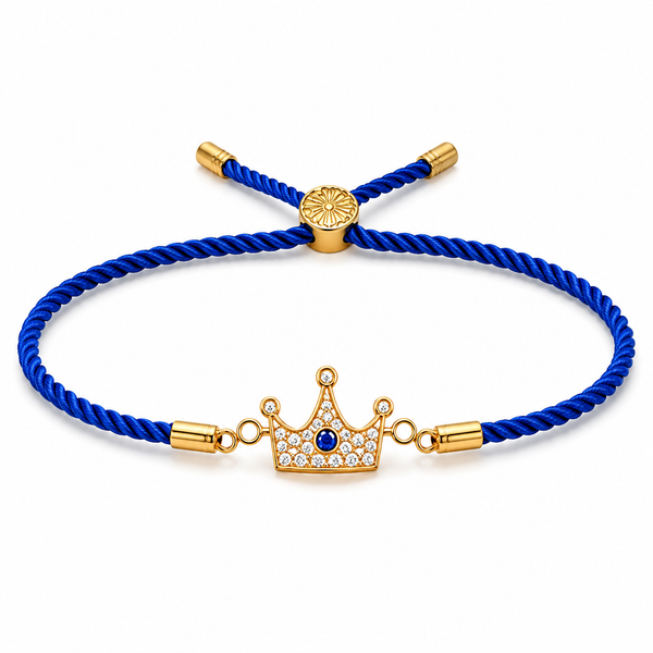 18K Gold Plated Rakhi Stone-Studded Crown Prince Motif Charm Rakhi - House of Viya