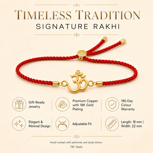 18K Gold Plated Rakhi Om Motif Religious Spiritual Traditional Rakhi - House of Viya