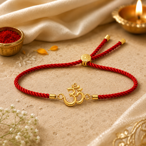 18K Gold Plated Rakhi Om Motif Religious Spiritual Traditional Rakhi - House of Viya