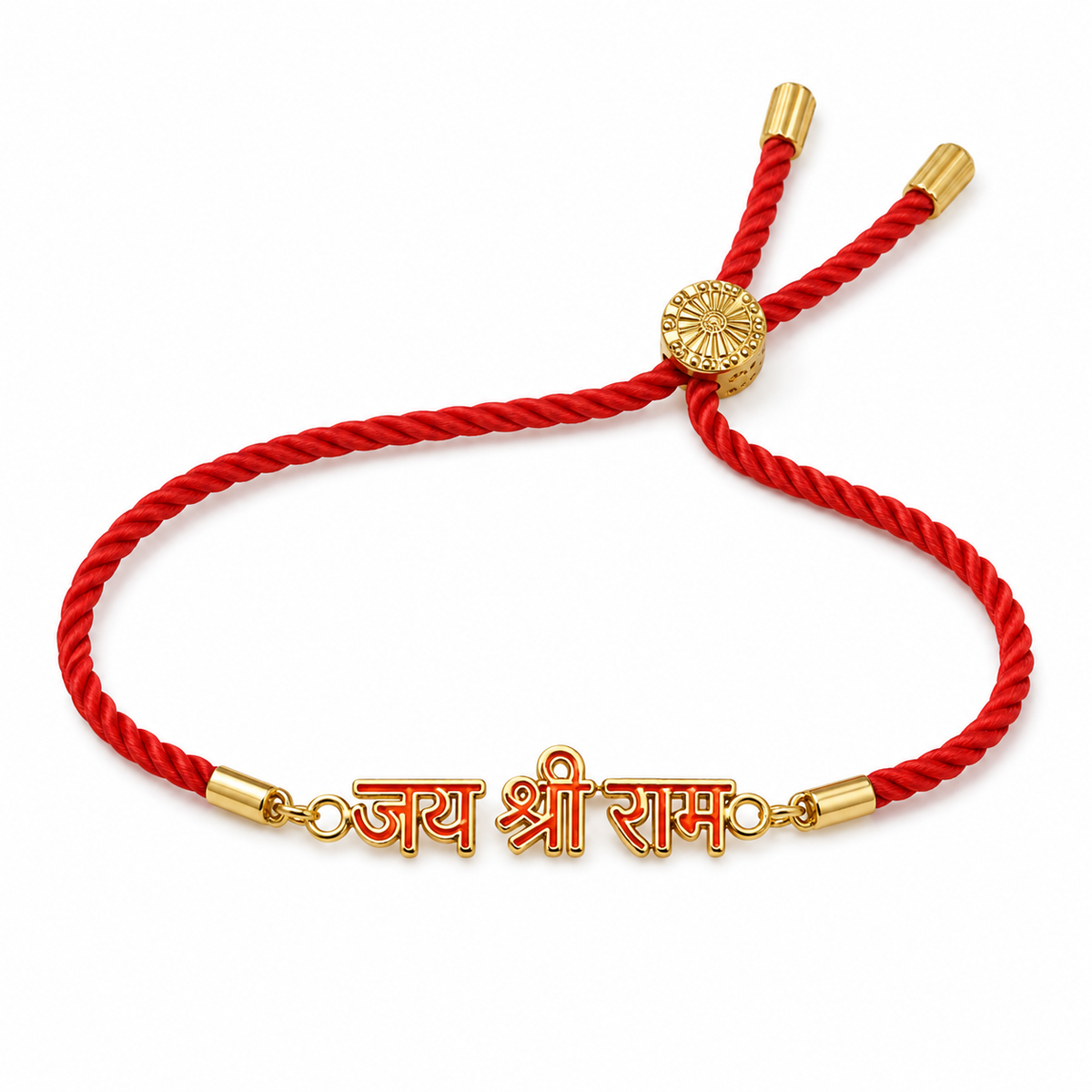 18K Gold Plated Rakhi Jai Shri Ram Motif Religious Traditional Rakhi