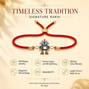 18K Gold Plated Rakhi Stone-Studded Robot Motif Kids Character Rakhi - House of Viya