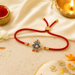 18K Gold Plated Rakhi Stone-Studded Robot Motif Kids Character Rakhi - House of Viya