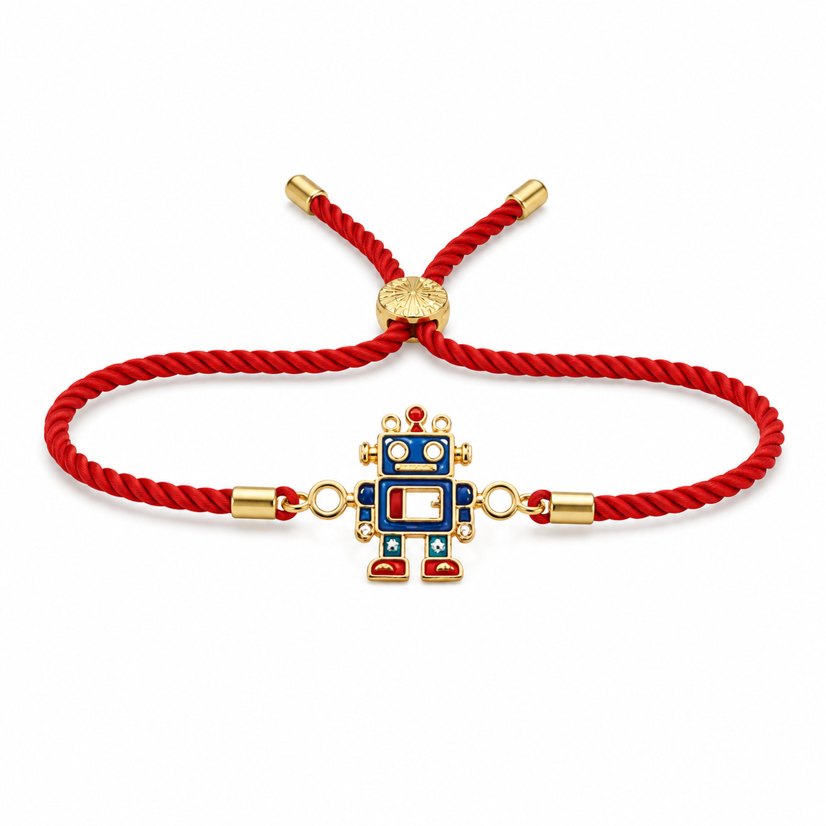 18K Gold Plated Rakhi Stone-Studded Robot Motif Kids Character Rakhi