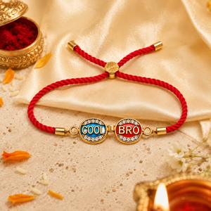 18K Gold Plated Rakhi Stone-Studded Cool Brother Charm Design Rakhi - House of Viya