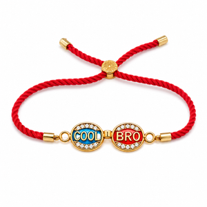 18K Gold Plated Rakhi Stone-Studded Cool Brother Charm Design Rakhi - House of Viya