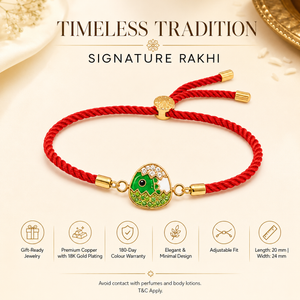 18K Gold Plated Rakhi Stone-Studded Dinosaur Egg Motif Kids Rakhi - House of Viya