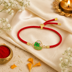 18K Gold Plated Rakhi Stone-Studded Dinosaur Egg Motif Kids Rakhi - House of Viya