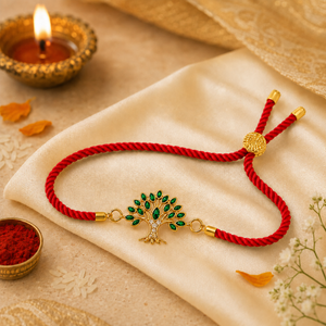 18K Gold Plated Rakhi Stone-Studded Tree Motif Floral Design Rakhi - House of Viya