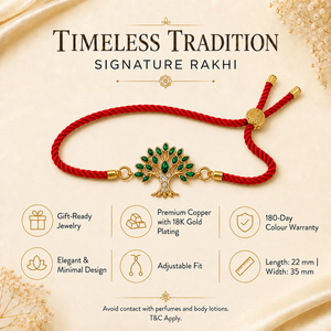 18K Gold Plated Rakhi Stone-Studded Tree Motif Floral Design Rakhi - House of Viya