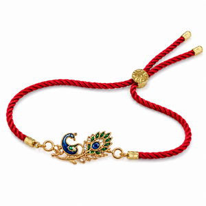 Rakhi Stone-Studded Peacock  royal Motif Floral Rakhi - House of Viya