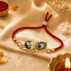 Rakhi Stone-Studded Peacock  royal Motif Floral Rakhi - House of Viya