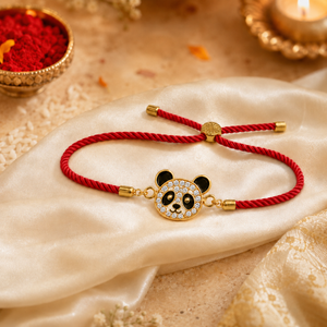 18K Gold Plated Rakhi Panda Animal Motif Charm Kids Character Rakhi - House of Viya