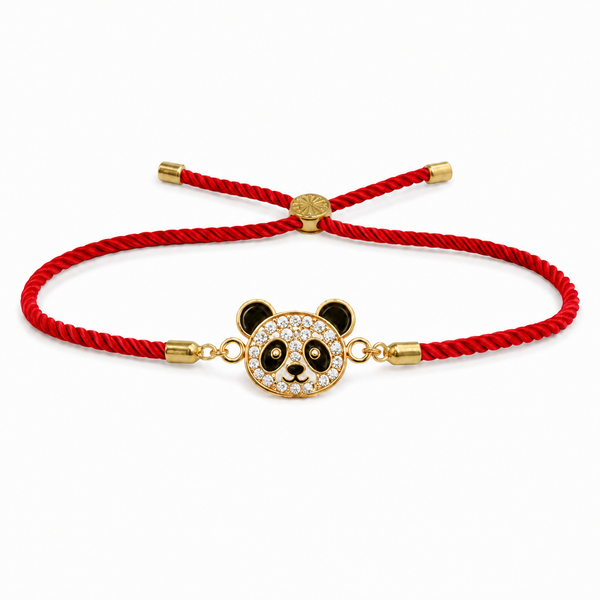 18K Gold Plated Rakhi Panda Animal Motif Charm Kids Character Rakhi - House of Viya