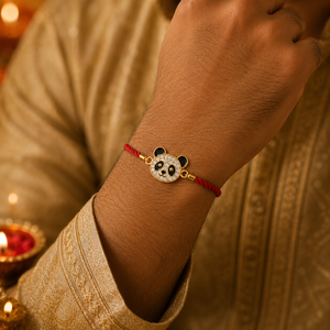 18K Gold Plated Rakhi Panda Animal Motif Charm Kids Character Rakhi - House of Viya