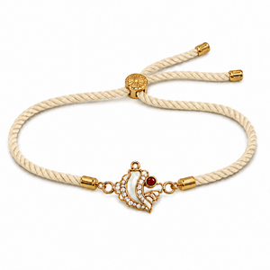 18K Gold Plated Rakhi Stone-Studded Shankh Motif Religious Traditional Rakhi - House of Viya