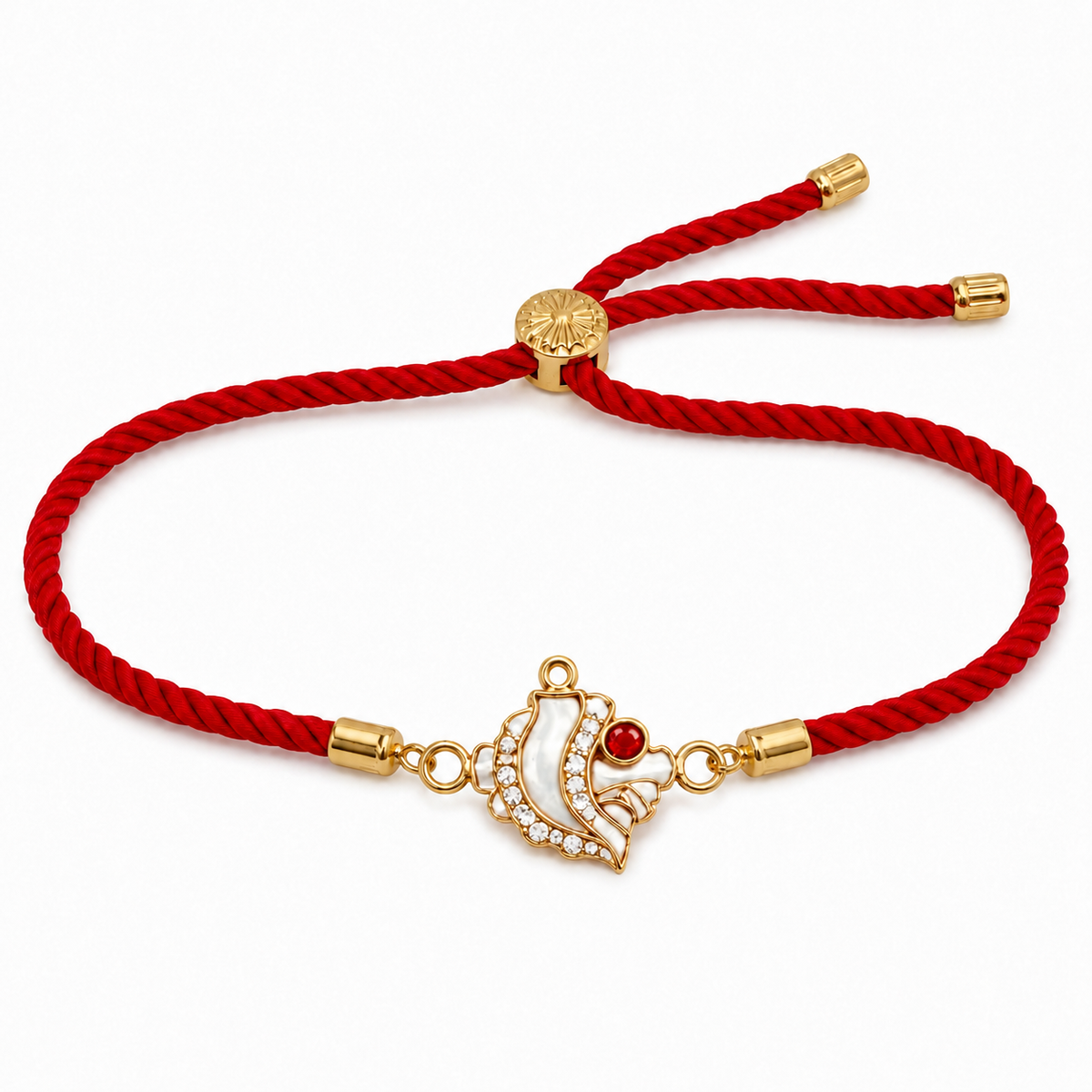 18K Gold Plated Rakhi Stone-Studded Shankh Motif Religious Traditional Rakhi