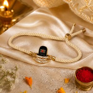 18K Gold Plated Rakhi Shiva Motif Religious Traditional Rakhi - House of Viya