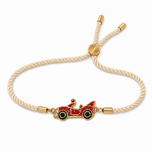 18K Gold Plated Rakhi Stone-Studded Car Motif Charm Kids Rakhi - House of Viya